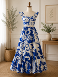 Blue and white Maxi skirt set